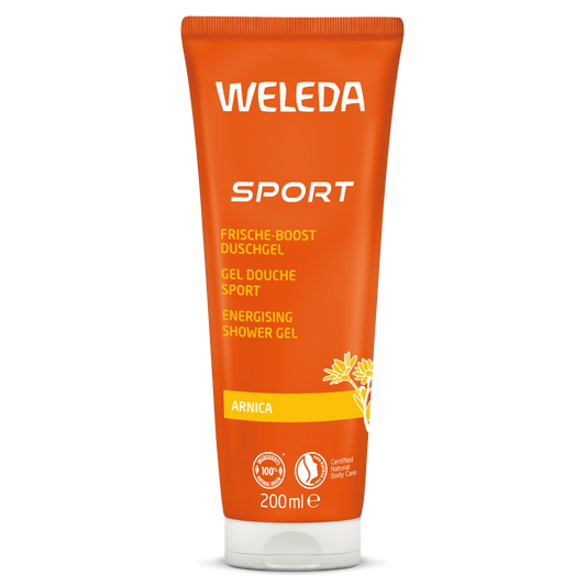 Weleda Arnica Sport Douchegel 200ml, natural body wash with Arnica for refreshing shower experience.
