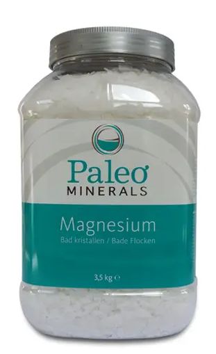 Paleo Minerals magnesium bath crystals in a 3500g bag for soothing bath and shower relaxation.