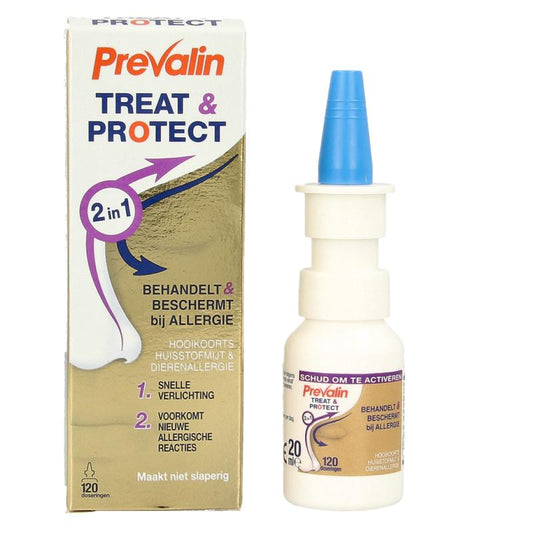 Prevalin nasal spray bottle for treating and protecting nasal passages, 20ml, in a clear container with label.