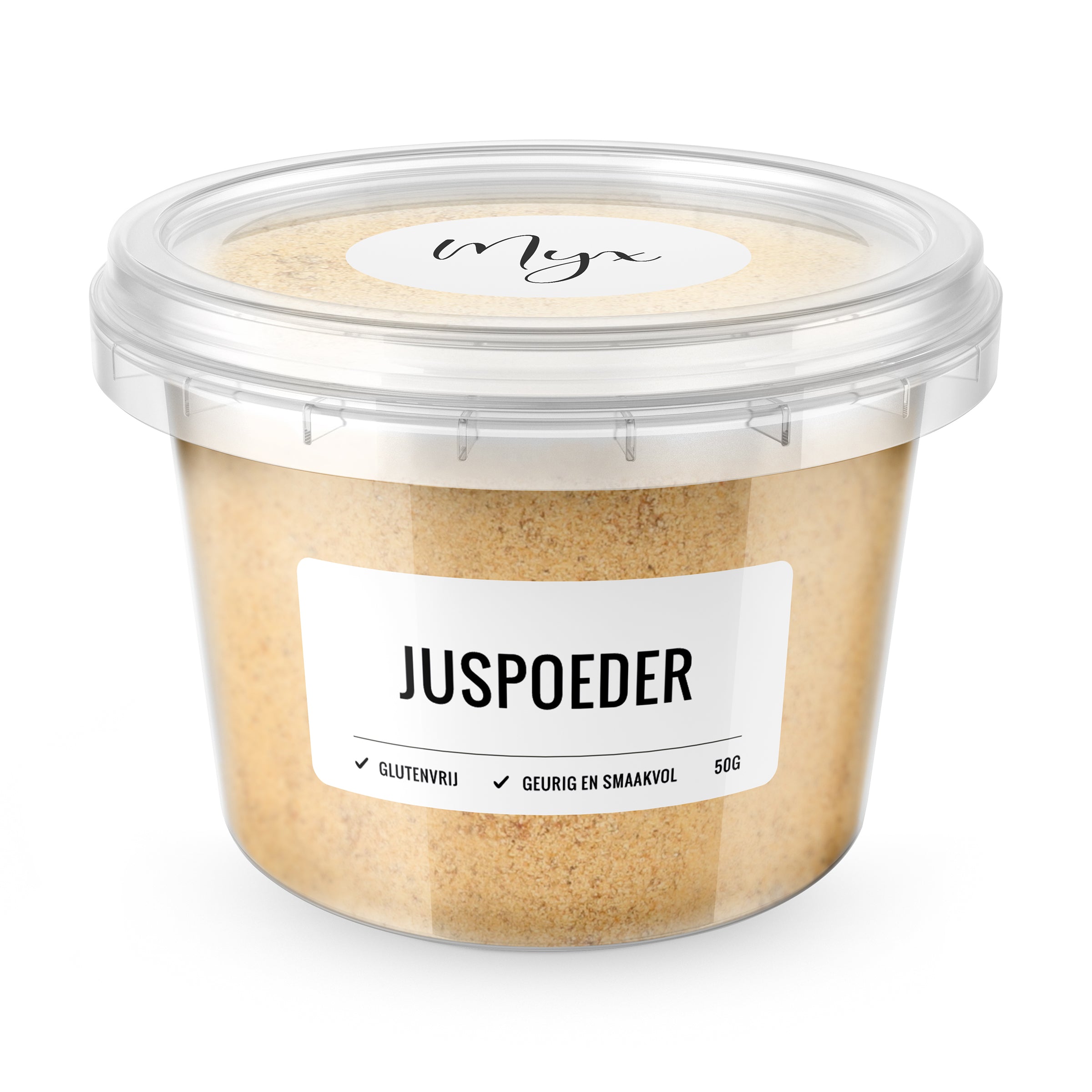 Myx glutenvrije juspoeder sauce mix in a 50g package, ideal for flavorful cooking and sauces.