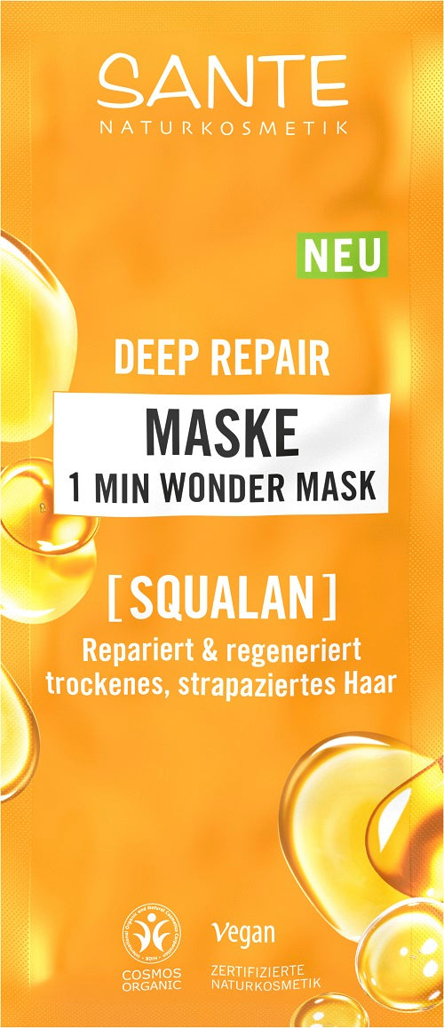 Sante Deep Repair 1 Minute Wonder Mask 20ml, hair treatment with nourishing ingredients for damaged hair care.