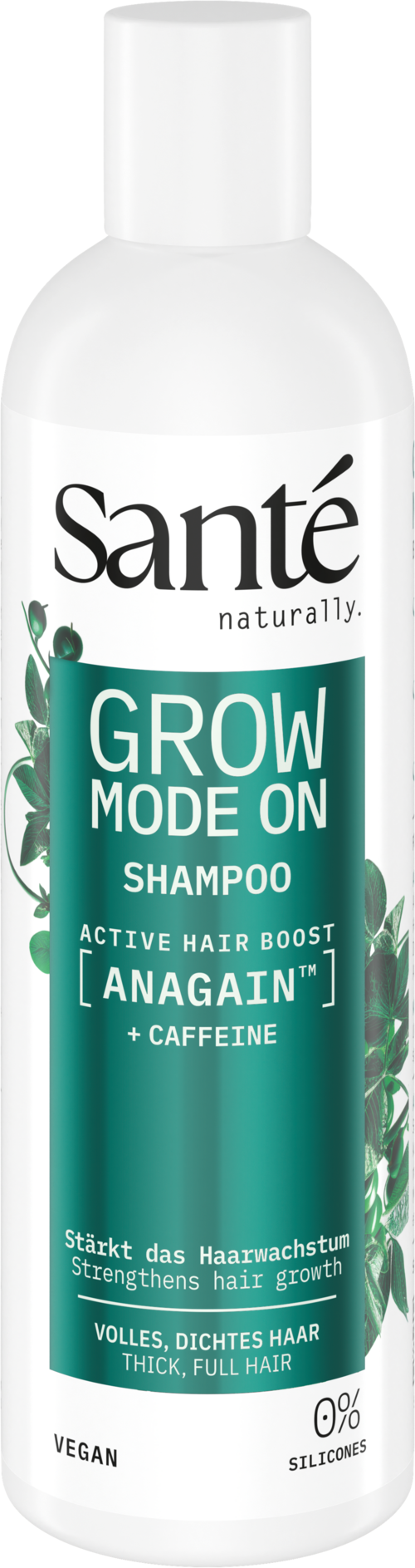 Sante Grow Mode shampoo 250ml bottle, a hair care product with natural ingredients, shown in a sleek packaging.