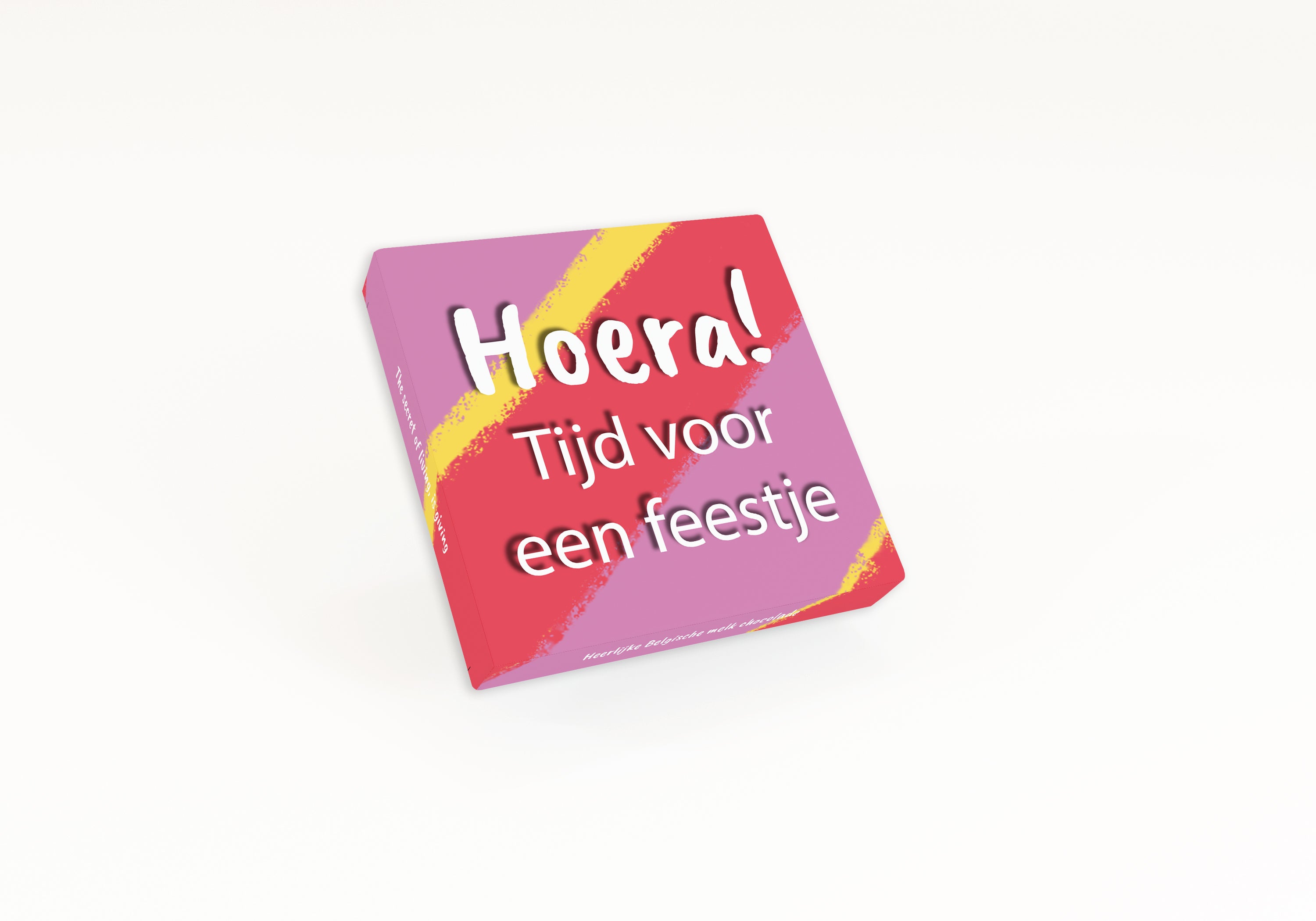 Chocolate "Hoera feestje" cake topper by Voor Jou! for festive celebrations, featuring colorful, joyful design for parties.