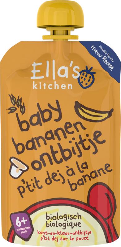 Ella's Kitchen banana baby breakfast for 6+ months, organic, 100g jar with banana puree for infants and toddlers.