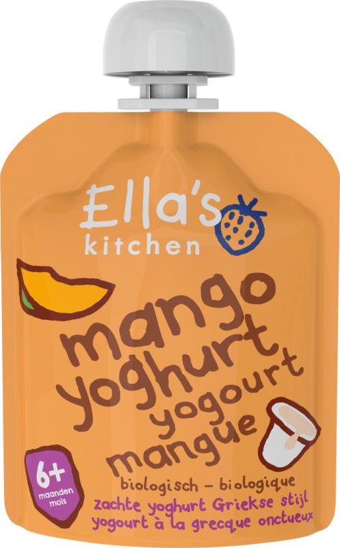 Ella's Kitchen organic mango Greek-style yogurt for babies 6+ months, 90g, creamy and nutritious baby food.