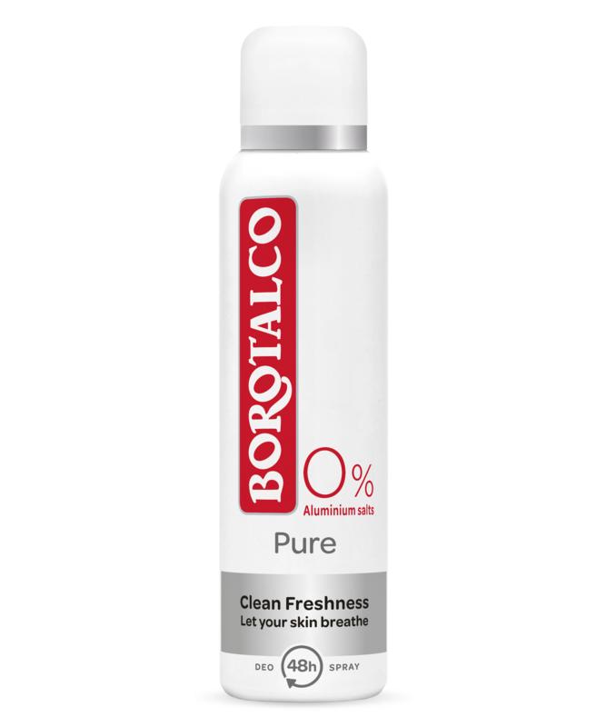 Borotalco deodorant spray in 150ml bottle, featuring a sleek design and white cap, ideal for daily freshening.