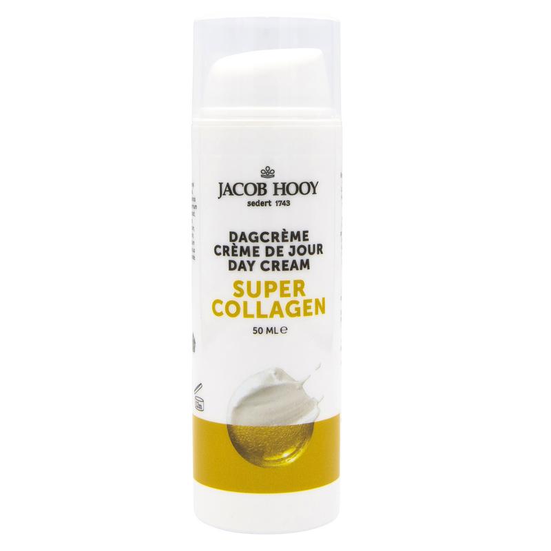 Jacob Hooy Super Collageen dagcreme in 50ml jar, facial skincare product with nourishing cream for healthy skin.