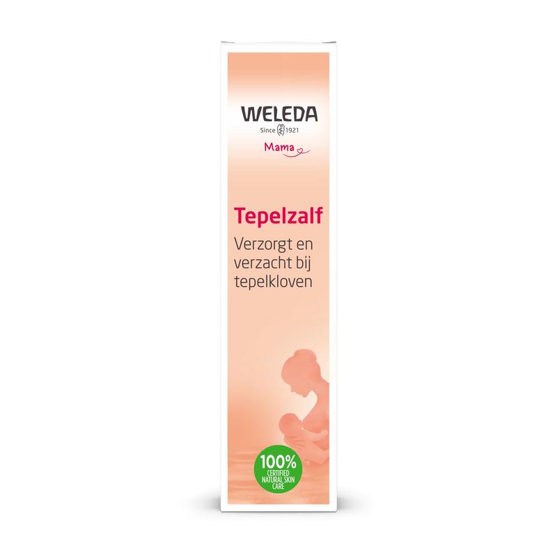 Weleda Mama tepelzalf 25g, natural body care product in a white tube with green accents for soothing skin.