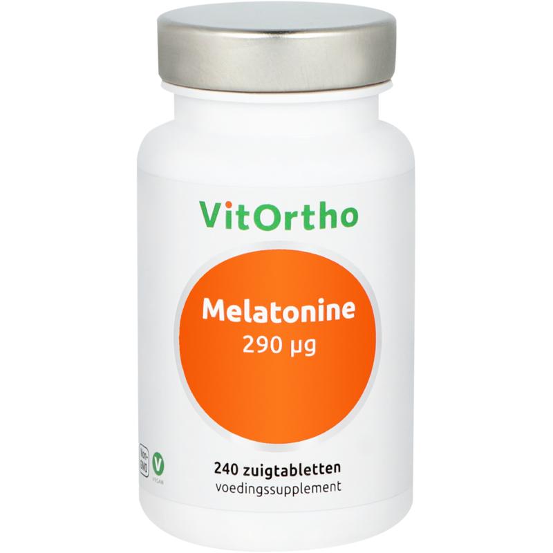 VitOrtho Melatonine 290 mcg herbal lozenges in a blister pack, designed to support sleep and relaxation.