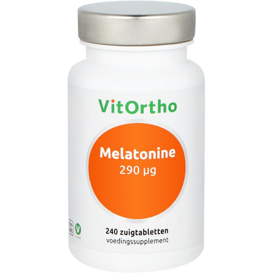 VitOrtho Melatonine 290 mcg herbal lozenges in a blister pack, designed to support sleep and relaxation.