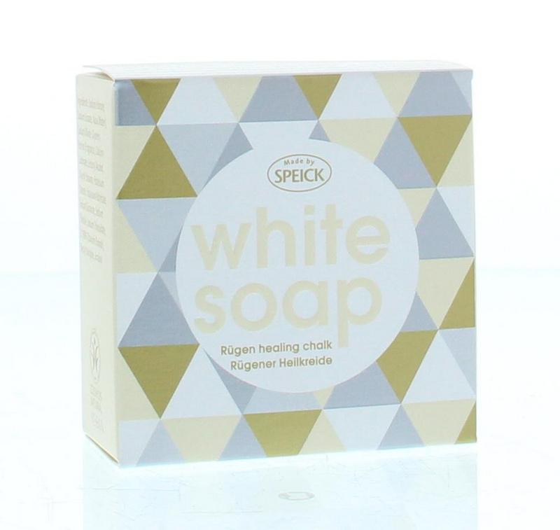 Speick White soap bar 100g, natural Zeep with clean, smooth surface and white color, displayed on a plain background.