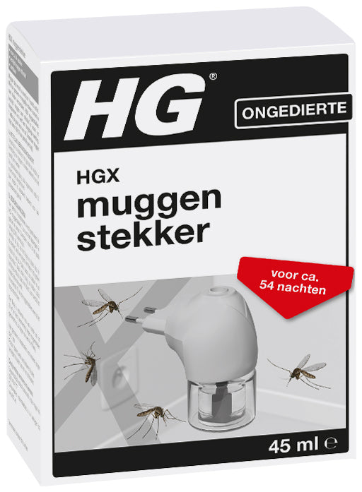 HG X muggenstekker, a single insect plug from the Steken en Beten line, designed to repel mosquitoes and insects.