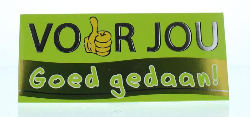 Voor Jou! Wensreep chocolade, 70g, with colorful wrapper and festive design, displayed on a plain background.