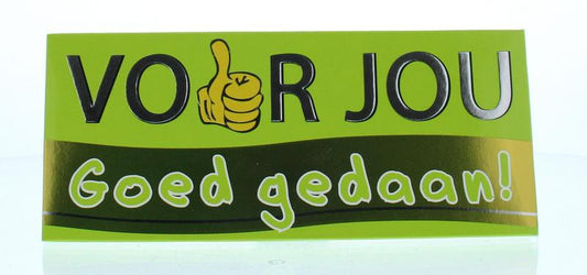 Voor Jou! Wensreep chocolade, 70g, with colorful wrapper and festive design, displayed on a plain background.