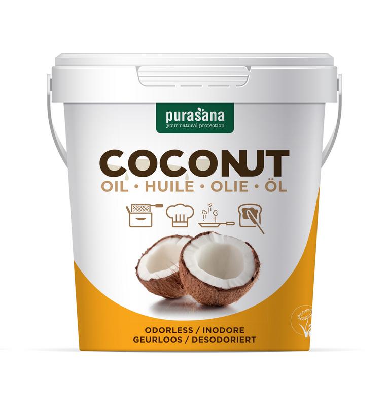 Purasana organic unrefined coconut oil in a 500ml bottle, natural and versatile for cooking and skincare uses.