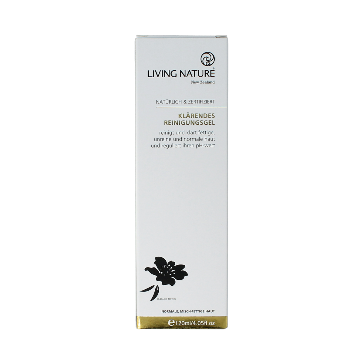 Living Nature Purifying Cleanser in 120ml bottle, natural facial skincare product for deep cleansing and skin purification.