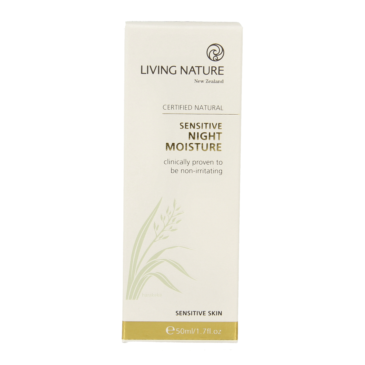 Living Nature Nachtcreme voor gevoelige huid, 50ml gezichtsverzorging met natuurlijke ingrediënten, zachte en hydraterende nachtcrème