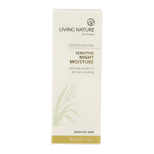 Living Nature Nachtcreme voor gevoelige huid, 50ml gezichtsverzorging met natuurlijke ingrediënten, zachte en hydraterende nachtcrème