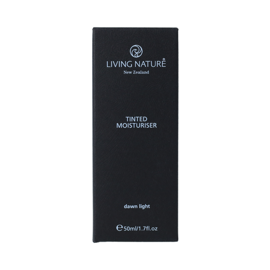 Living Nature Dawn Light Tinted Moisturiser 50ml, natural facial skincare with a light tint, suitable for daily hydration and glow.