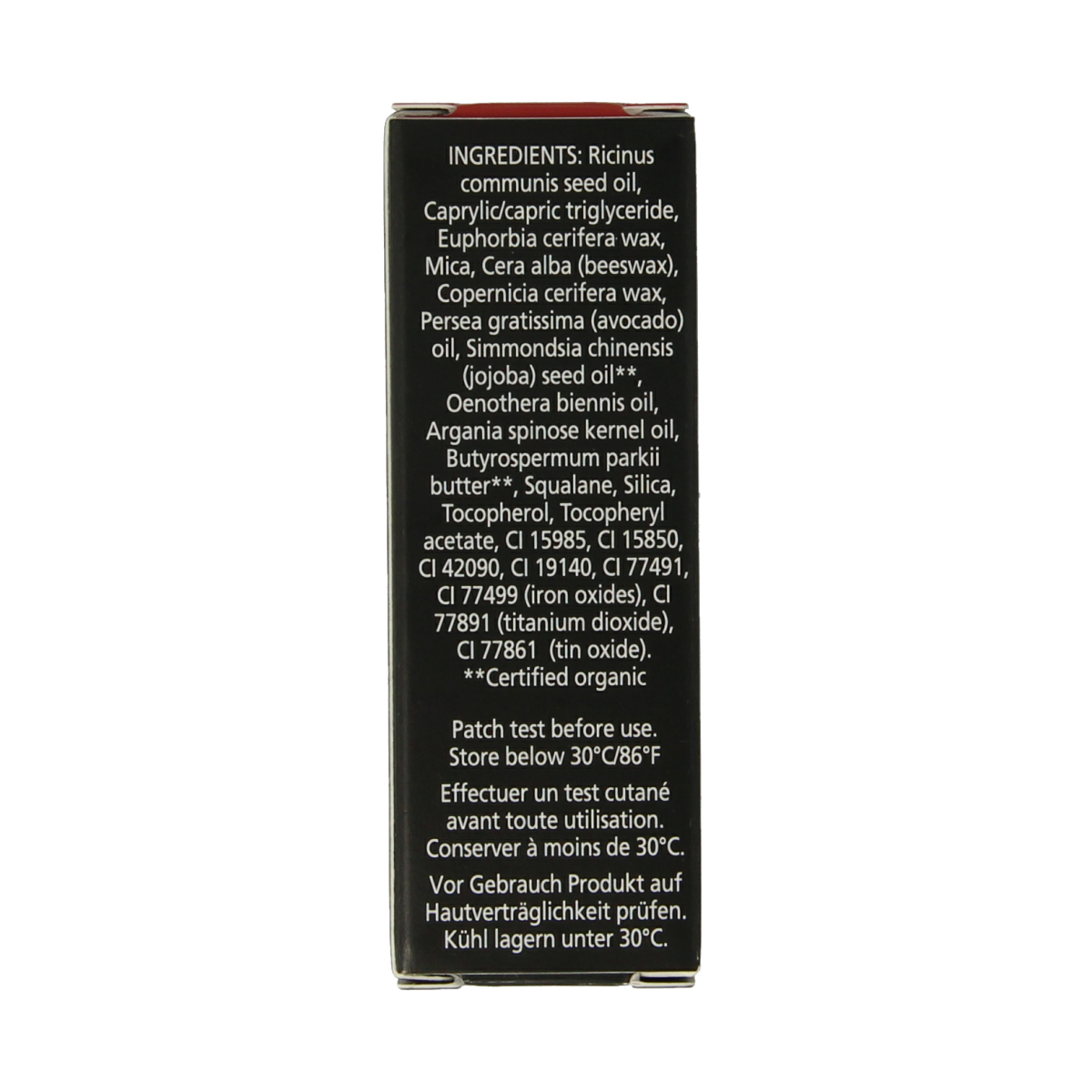 Living Nature Wild Fire lipstick in 3.90g with vibrant coral shade, showcasing the make-up product with a smooth finish.