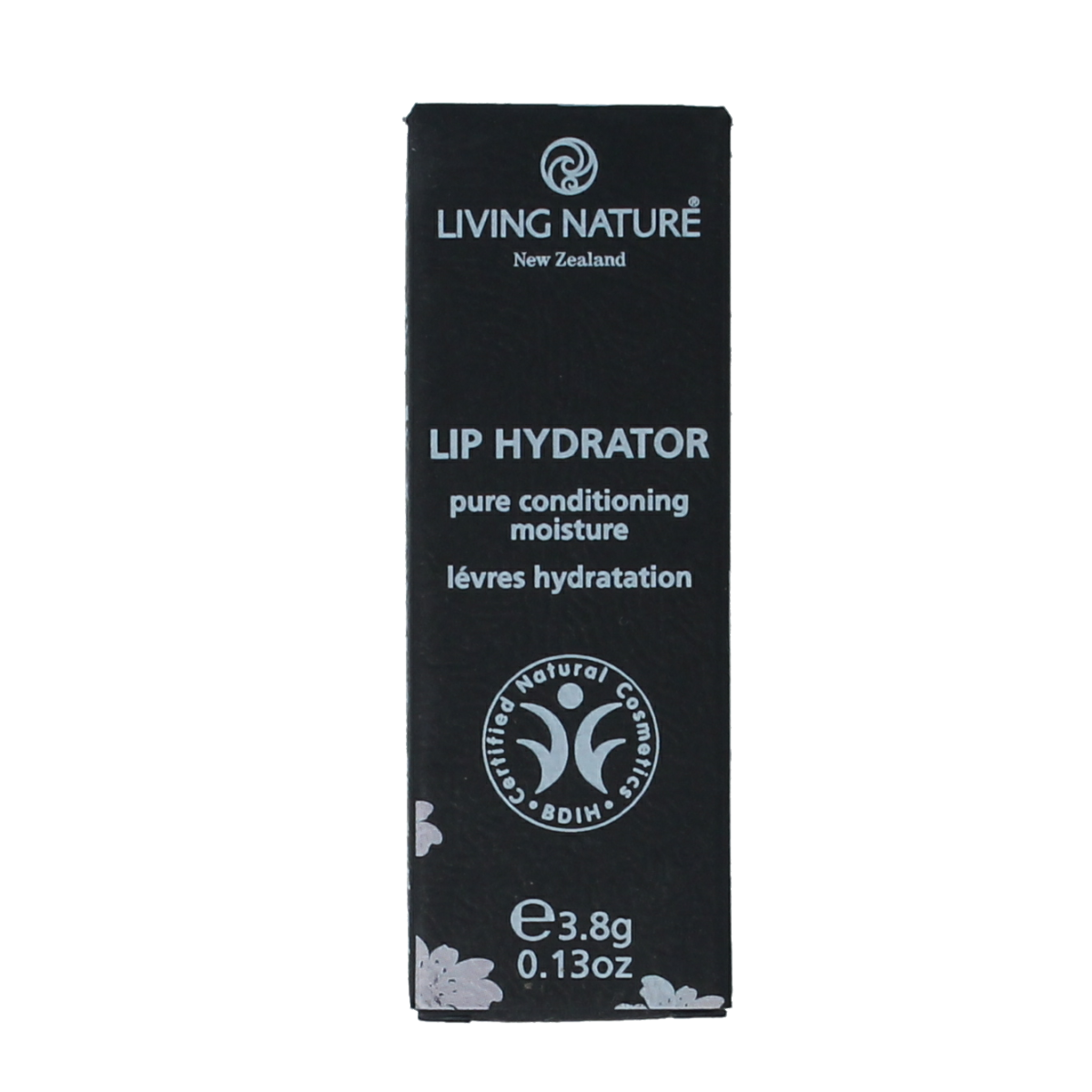 Living Nature Lip Hydrator 01 in 3.80g tube, natural lip care product with nourishing ingredients, displayed in the image.