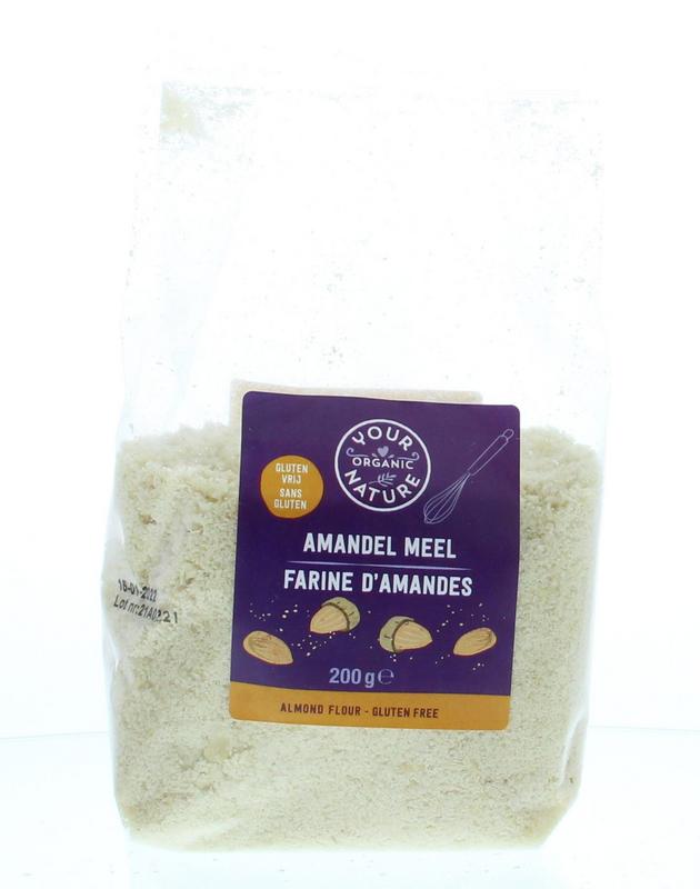 Organic almond flour from Your Organic Nature in a 200g package, ideal for baking and gluten-free recipes.