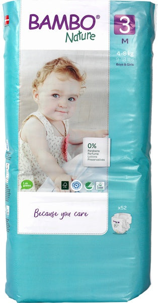 Bambo Babyluier midi 3-4kg diapers for babies, pack of 52, with soft, breathable material and secure fit for infants.
