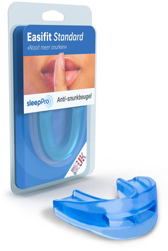 SleepPro Snurkbeugel standaard for sleep therapy, shown in use, designed to improve sleep posture and comfort.