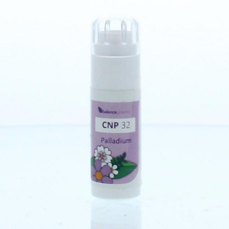 Balancepharma CNP32 Palladium Constitutieplex herbal supplement in 6g container, part of Balancepharma's kruidenpreparaten line.