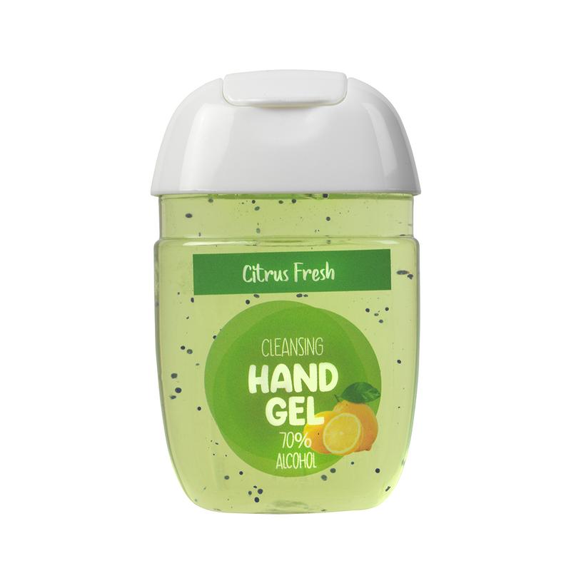Biolina Citrus Fresh Hand Gel 29ml disinfectant with citrus scent, featuring a clear bottle and label design.