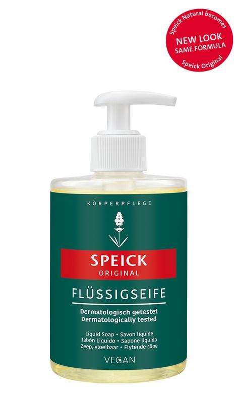 Speick Original liquid soap in pump dispenser, 300ml, with natural ingredients and soothing formula for gentle hand washing.