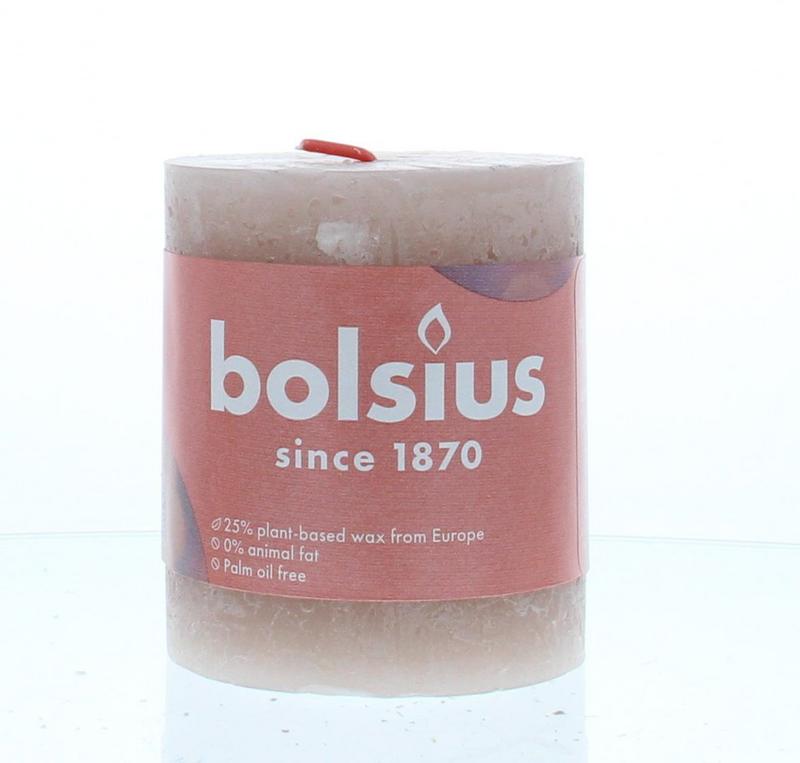 Bolsius Rustiekkaars Shine 80/68 misty pink candle, natural wax finish, single decorative candle for cozy ambiance
