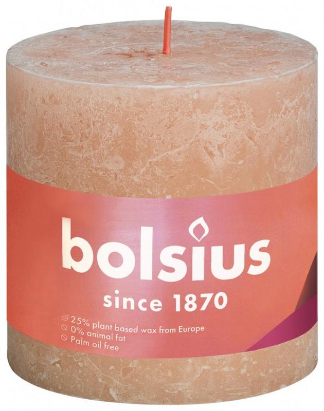 Bolsius Rustiekkaars Shine 100/100 misty pink candle, rustic design, 1 piece, perfect for cozy ambiance.