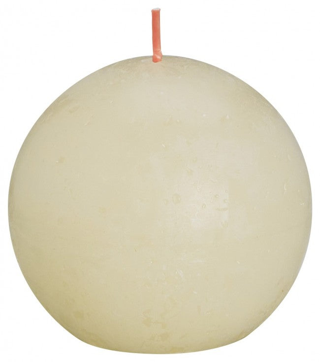 Bolsius Rustiek bolkaars Shine 76 soft pearl candle, showing a soft pearl-colored wax candle in a rustic style.