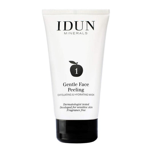 Idun Minerals gentle face peeling in a 75ml tube, designed for skincare and facial exfoliation, with natural mineral ingredients.