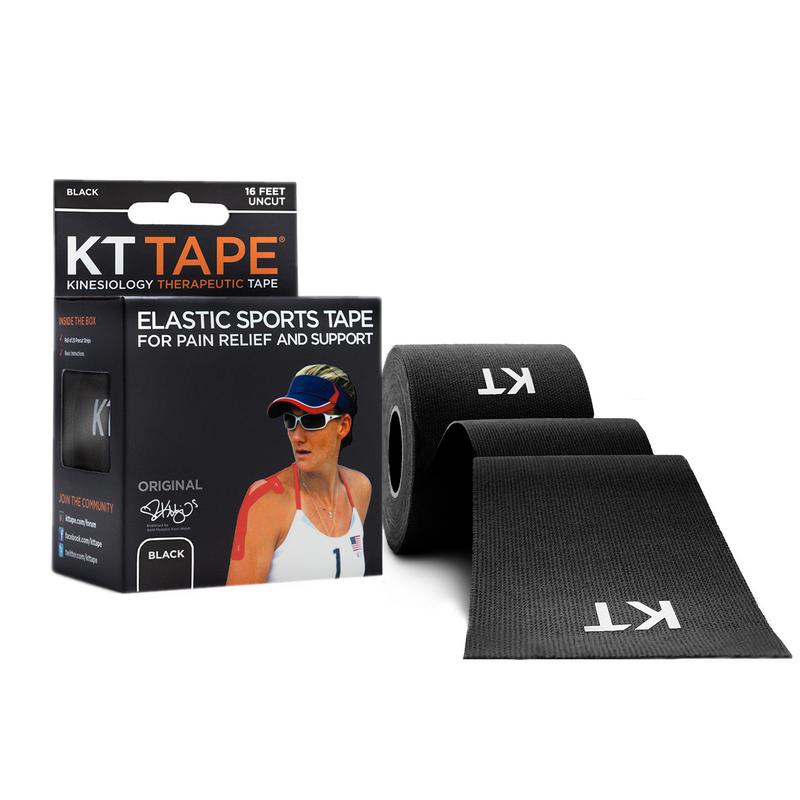 KT Tape Original black 5-meter kinesiology tape roll, uncut, for sports injury support and muscle relief.