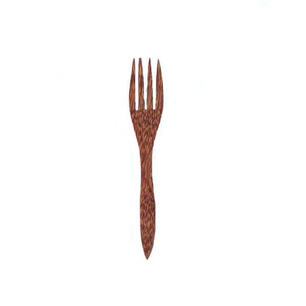 Huski Home coconut husk fork for cooking and dining, shown with natural coconut husk material and wooden handle.