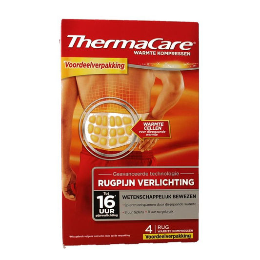 Thermacare warm and cold compresses promo pack with 4 reusable gel packs for pain relief and soothing therapy.
