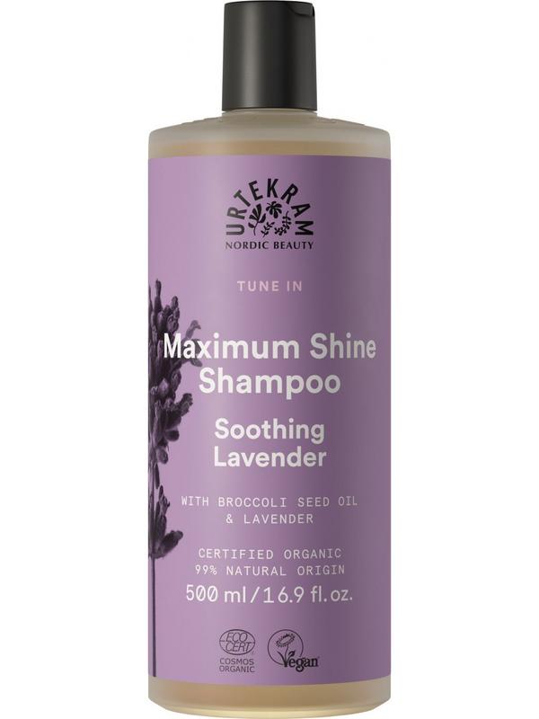 Urtekram Tune in shampoo with soothing lavender for hair care, 500ml bottle, gentle cleansing for healthy hair and scalp