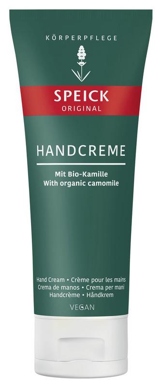 Speick hand cream 75ml tube, moisturizing hand care product with natural ingredients, displayed on a neutral background.