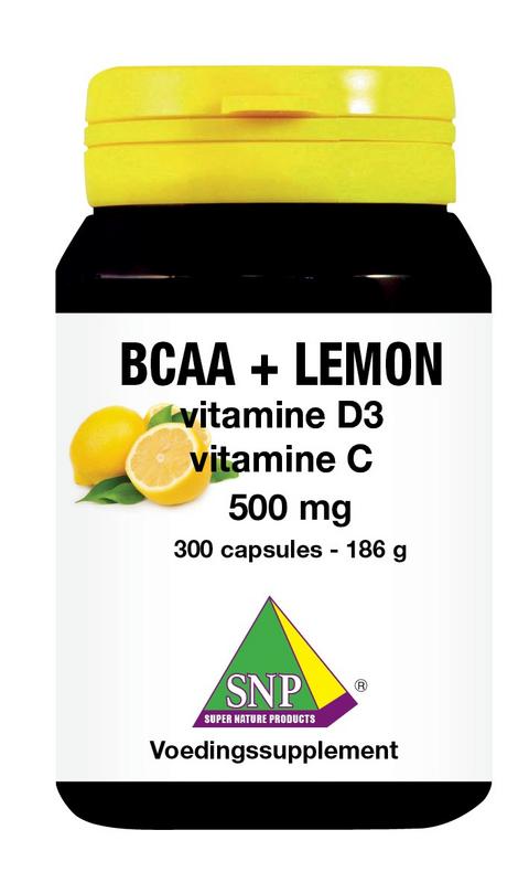 SNP BCAA lemon flavor multivitamin capsules with vitamin D3 and vitamin C, 500mg, 300 capsules for immune support and recovery