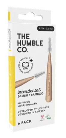 The Humble Co interdental borstel 0.70 mm in geel, 6 stuks, tandenstokers en ragers for effective interdental cleaning.