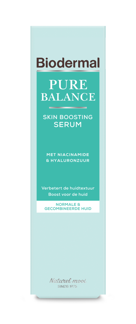 Biodermal Pure Balance Skin Boost facial care bottle, 30ml, for balanced skin and hydration in natural skincare routine