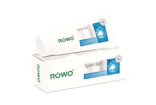 Rowo Sportgel 200ml jar for muscle and joint pain relief, showing the container with product label and cap.