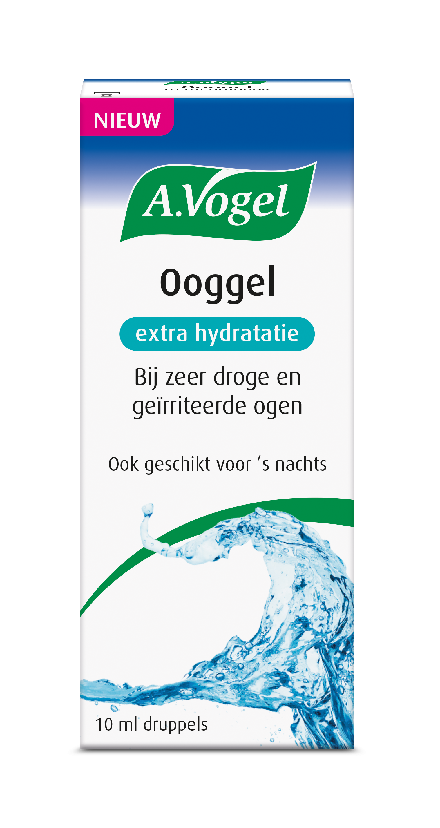 A Vogel Ooggel eye care drop bottle, 10 ml, with clear dropper and label showing product details for eye health.