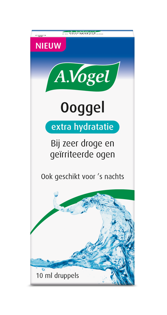 A Vogel Ooggel eye care drop bottle, 10 ml, with clear dropper and label showing product details for eye health.