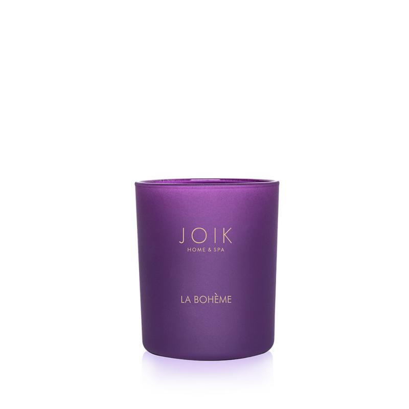 Joik Organics Geurkaars La Boheme vegan candle in a 150g glass jar, featuring a cozy, natural aesthetic and warm lighting.