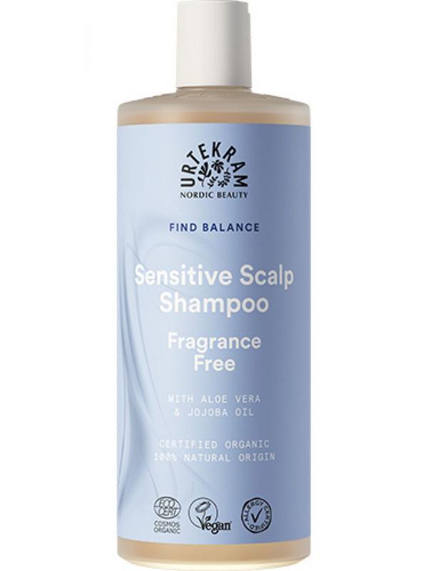 Urtekram Find Balance shampoo geurvrij for hair care, 250ml bottle, fragrance-free natural hair shampoo.