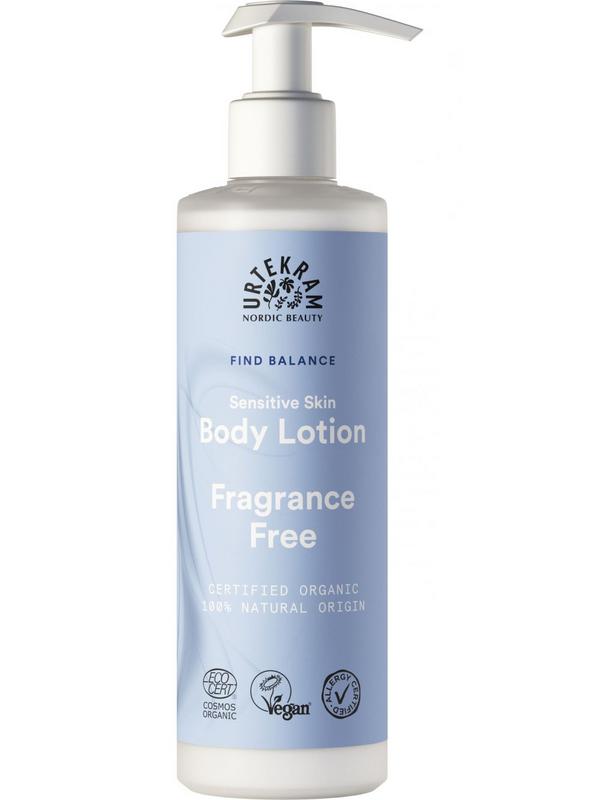 Urtekram Find Balance Body Lotion for sensitive skin, 245ml, with a soothing formula and gentle texture.