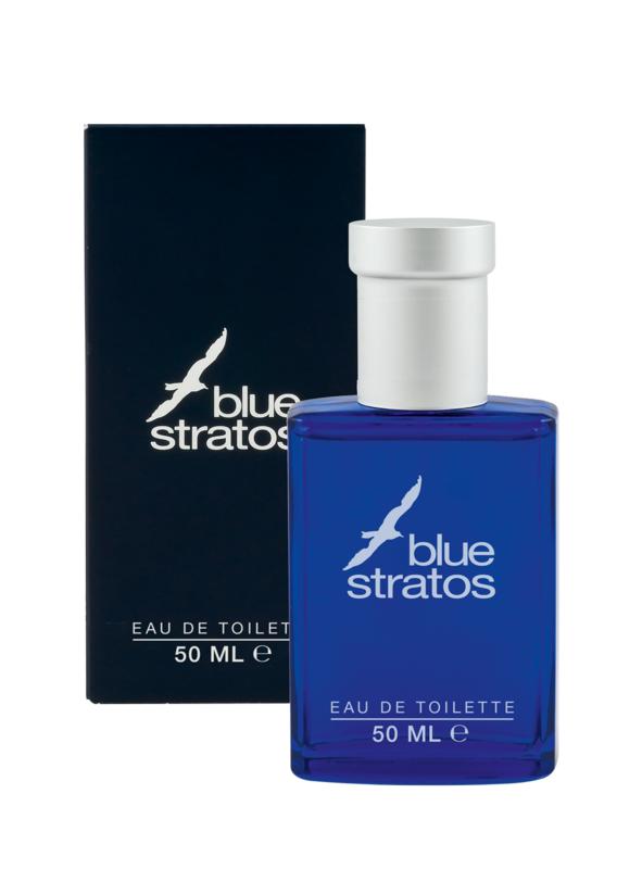 Blue Stratos Eau de Toilette vapor 50ml bottle with blue and silver packaging, showcasing the men's fragrance.